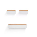 23.6 Maple+White Floating Shelf C invisible-bracket wood wall mount, perfect bathroom/bedroom/kitchen dcor or book/plant display, easy install.