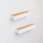 23.6 Maple+White Floating Shelf C invisible-bracket wood wall mount, perfect bathroom/bedroom/kitchen dcor or book/plant display, easy install.