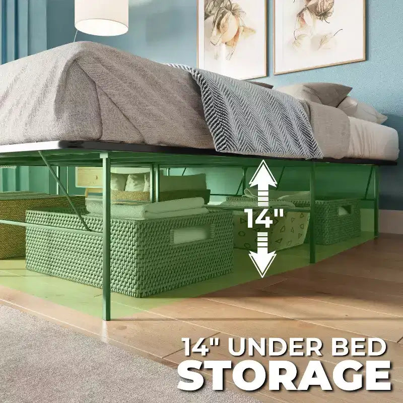 14 Metal Platform Bed Frame with No-Tool Assembly, Textured Anti-Slip Surface