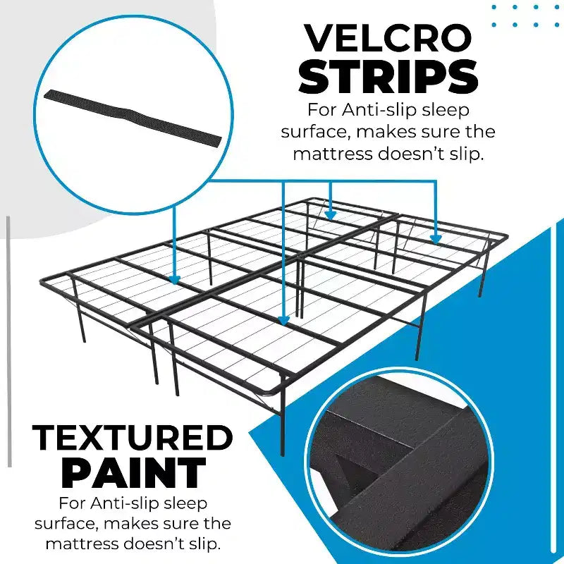 14 Metal Platform Bed Frame with No-Tool Assembly, Textured Anti-Slip Surface