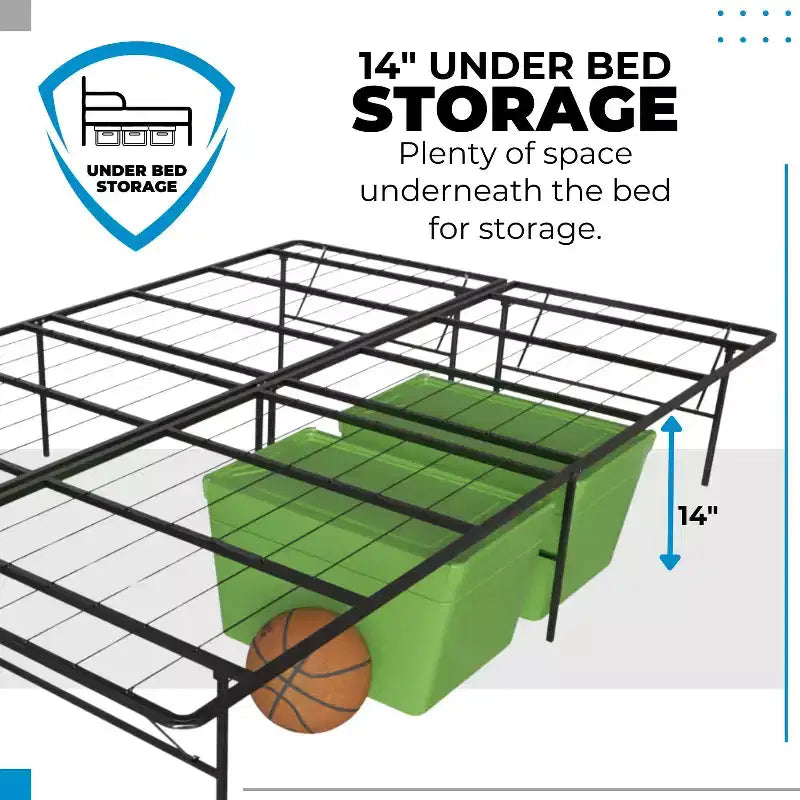 14 Metal Platform Bed Frame with No-Tool Assembly, Textured Anti-Slip Surface