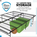 14 Metal Platform Bed Frame with No-Tool Assembly, Textured Anti-Slip Surface