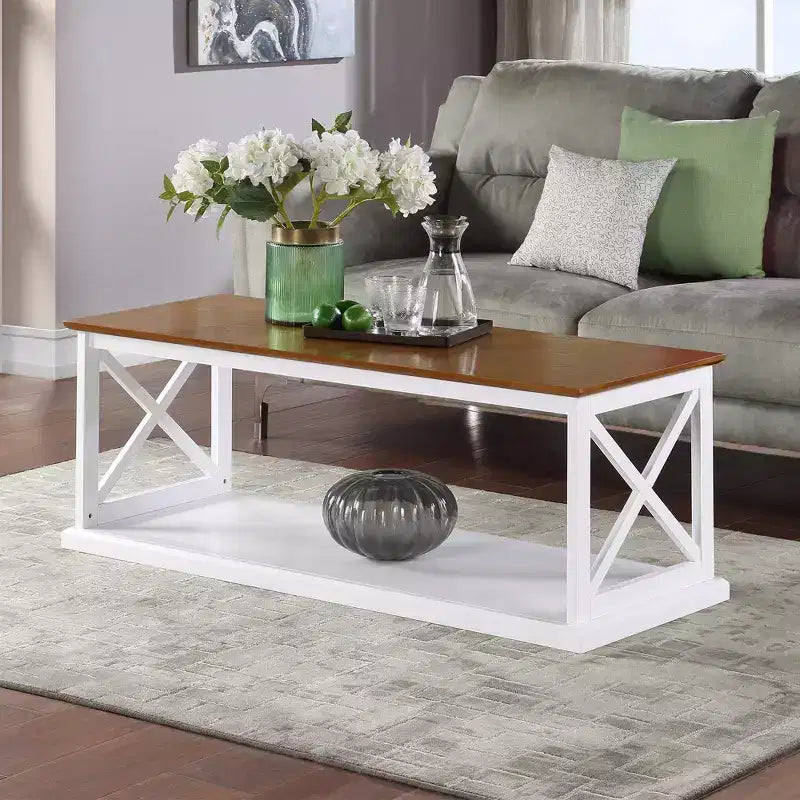 Coffee Table with Shelf Driftwood/White