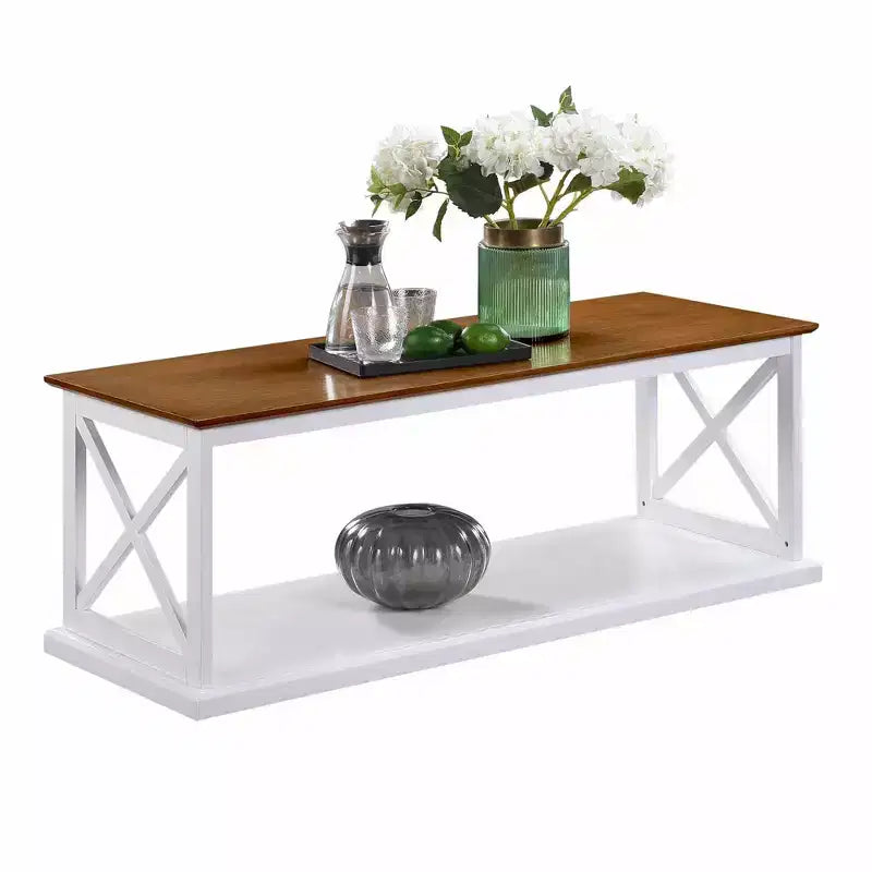 Coffee Table with Shelf Driftwood/White