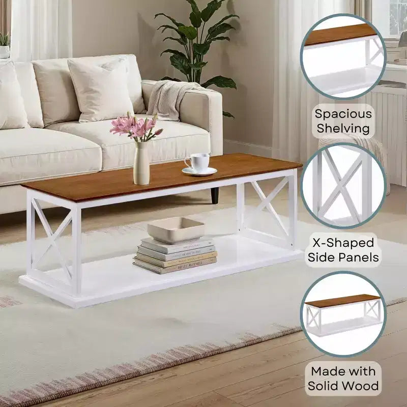 Coffee Table with Shelf Driftwood/White
