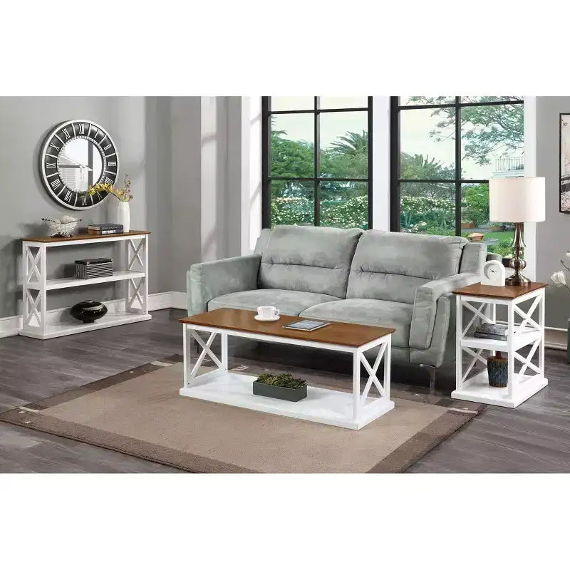 Coffee Table with Shelf Driftwood/White